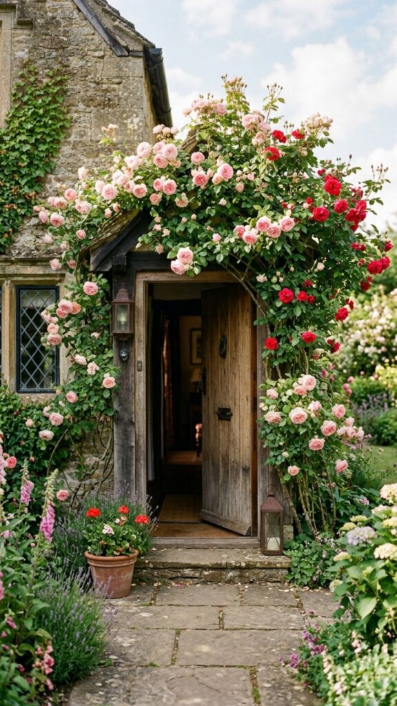 6. Climbing Roses Around the Entrance