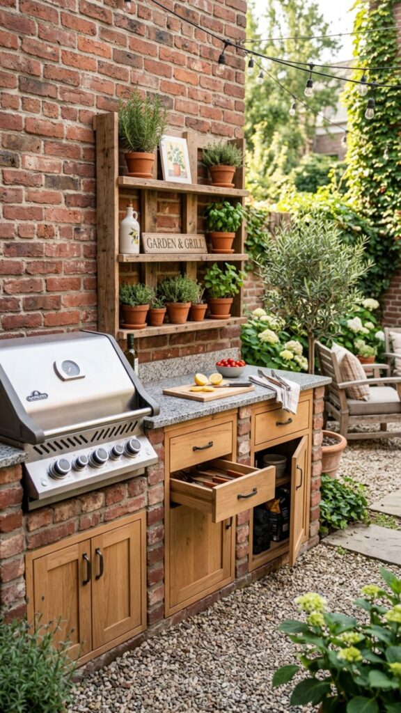 6. Compact Brick Kitchenette for Small Yards