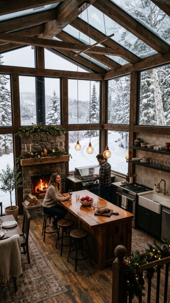 6. Compact Galley Kitchen Behind Glass