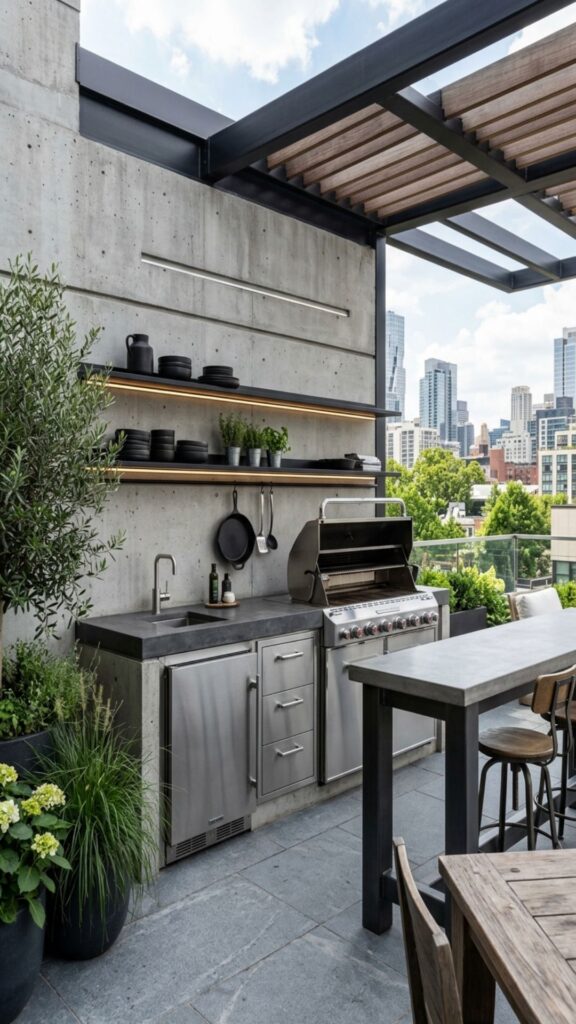 6. Concrete Backsplash for Industrial Edge