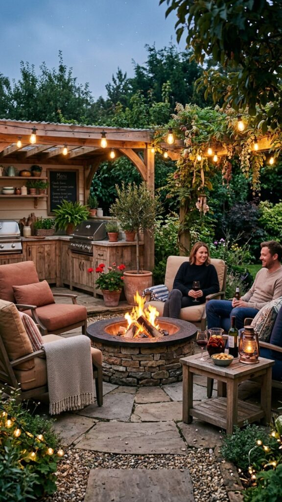 6. Cozy Fire Pit Dining Corner