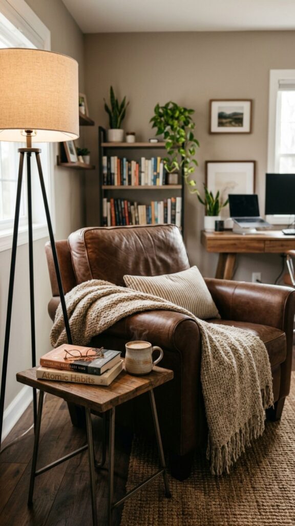 6. Create a Cozy Coffee-Brown Reading Corner