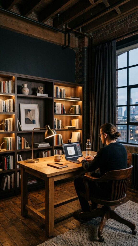 6. Create a Cozy Dark and Moody Workspace