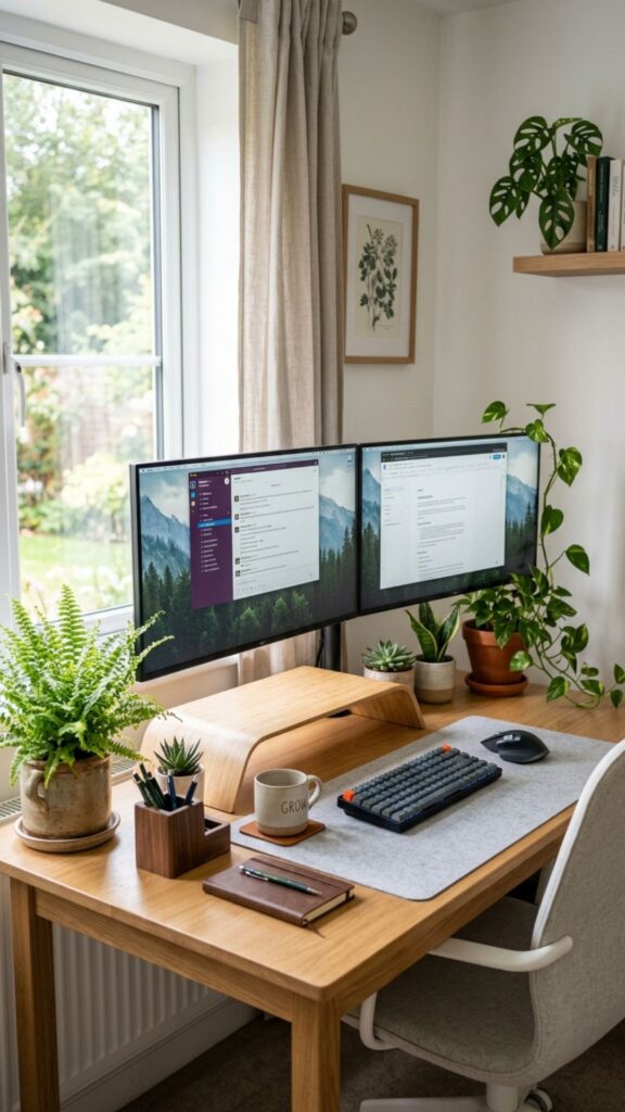 6. Design a Dual Monitor Office With Natural Elements
