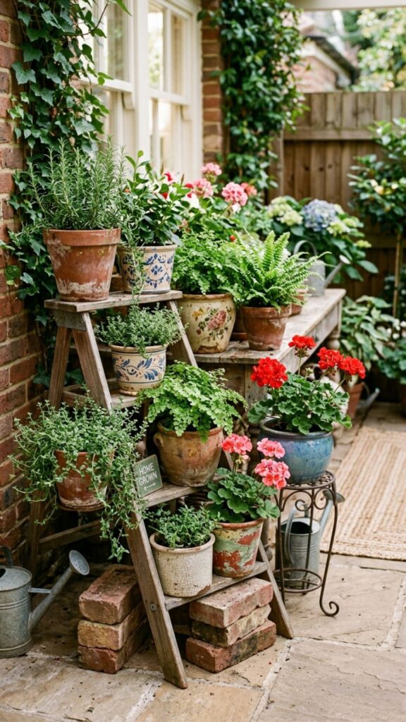6. Display Potted Plants at Different Heights