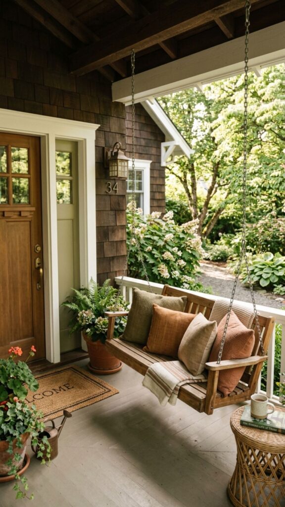 6. Hang a Wooden Porch Swing