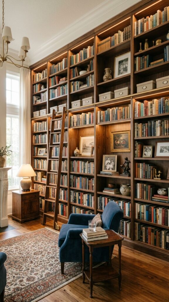 6. Install Floor-to-Ceiling Bookshelves