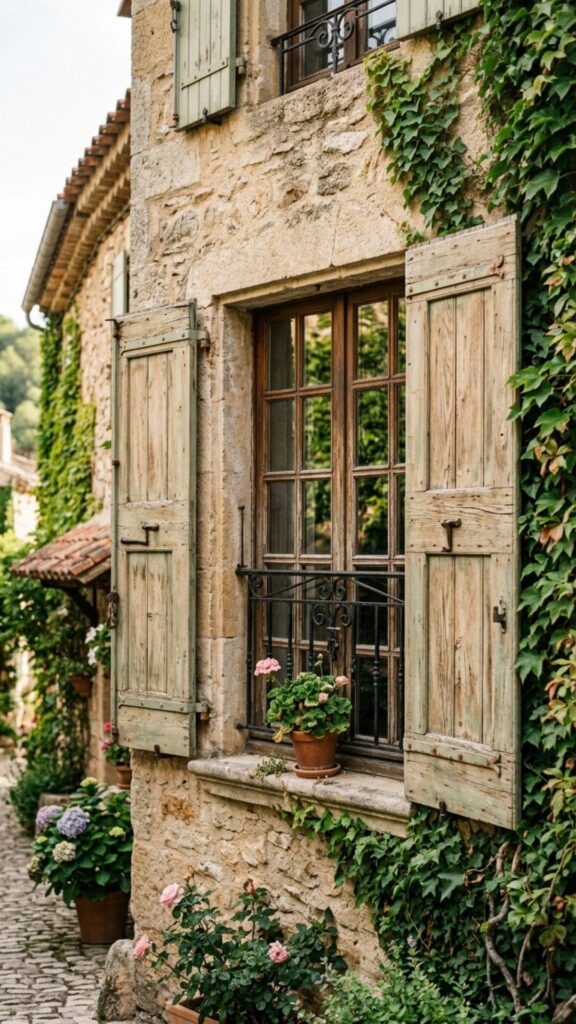 6. Install Weathered Wooden Shutters