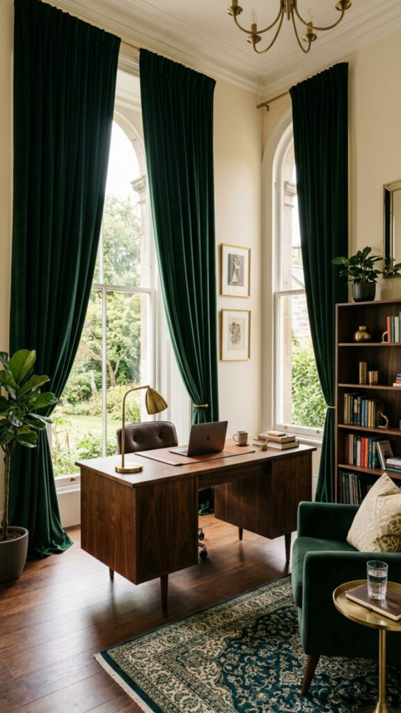 6. Make a Statement With Dark Green Curtains