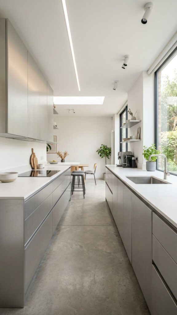 6. Minimal Handleless Aluminum Cabinets