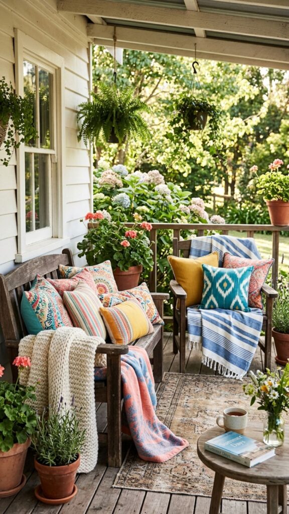 6. Pile On Throw Pillows and Blankets