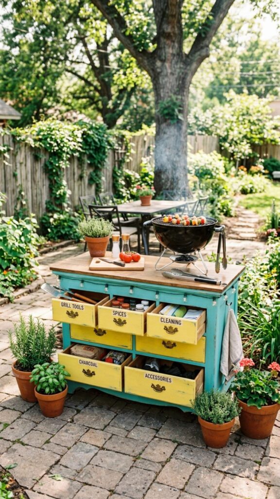 6. Repurpose an Old Dresser into a Grill Station