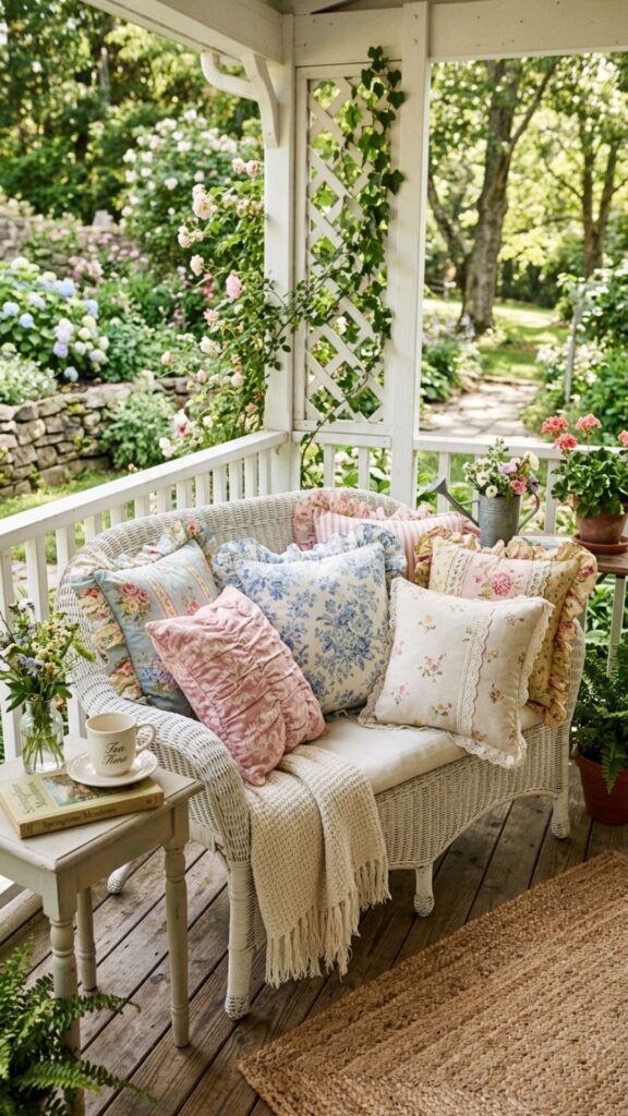 6. Toss On Floral and Ruffle Throw Pillows