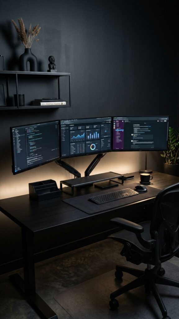 6. Try an All-Black Multiple Monitor Setup
