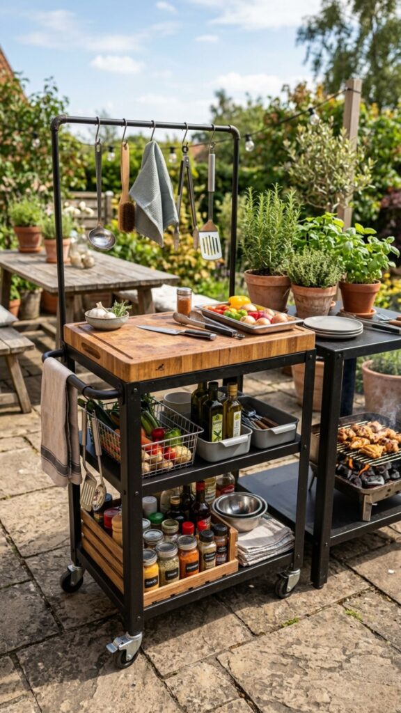 6. Turn a Utility Cart Into an Outdoor Kitchen