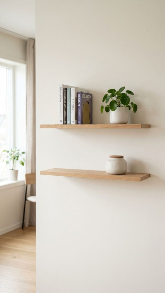 6. Use Floating Shelves Instead of Heavy Cabinets