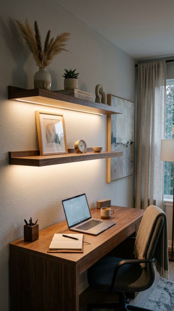 6. Use LED Light Strips Under Shelves