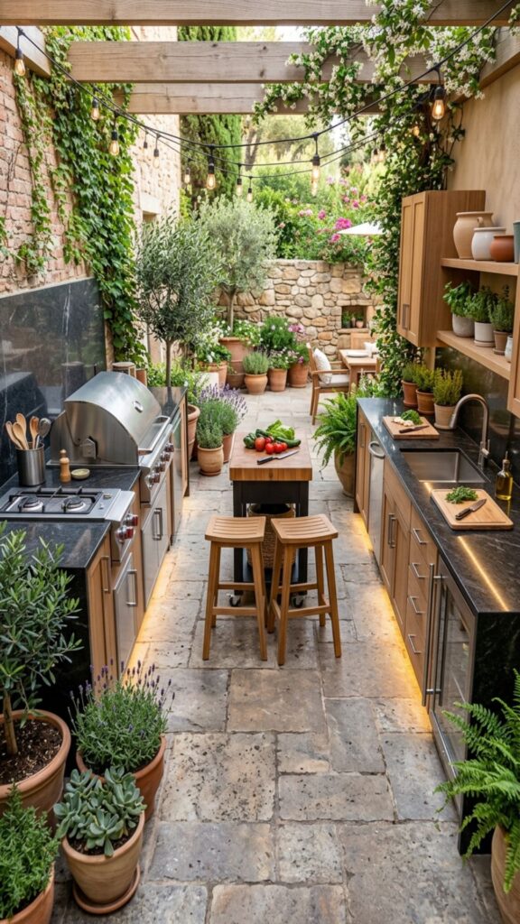 6. Use a Galley-Style Layout on a Long Patio