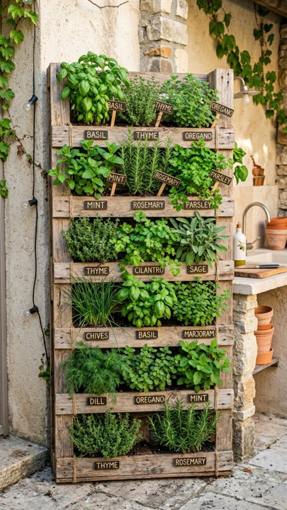 6. Vertical Pallet Herb Garden