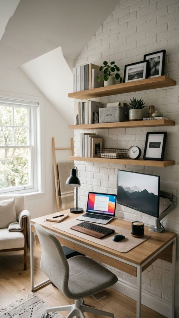 7. Add Floating Shelves Above the Desk