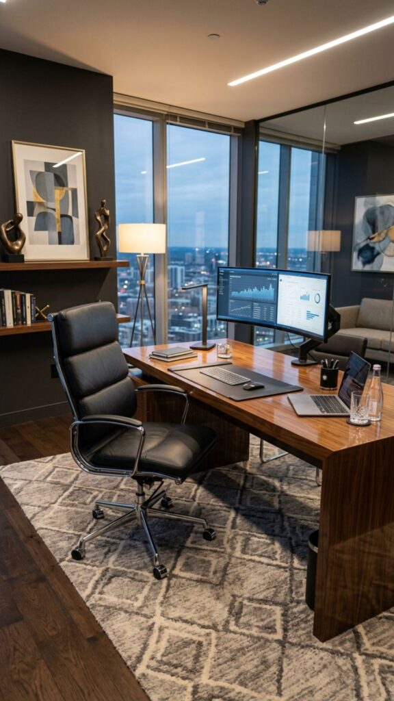 7. Add Luxury Seating with a Black Office Chair