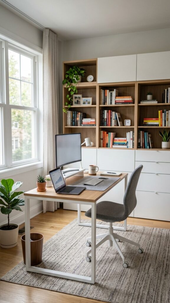 7. Add Storage Behind the Desk