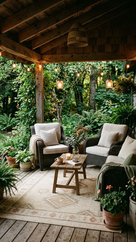 7. Add a Cozy Outdoor Rug