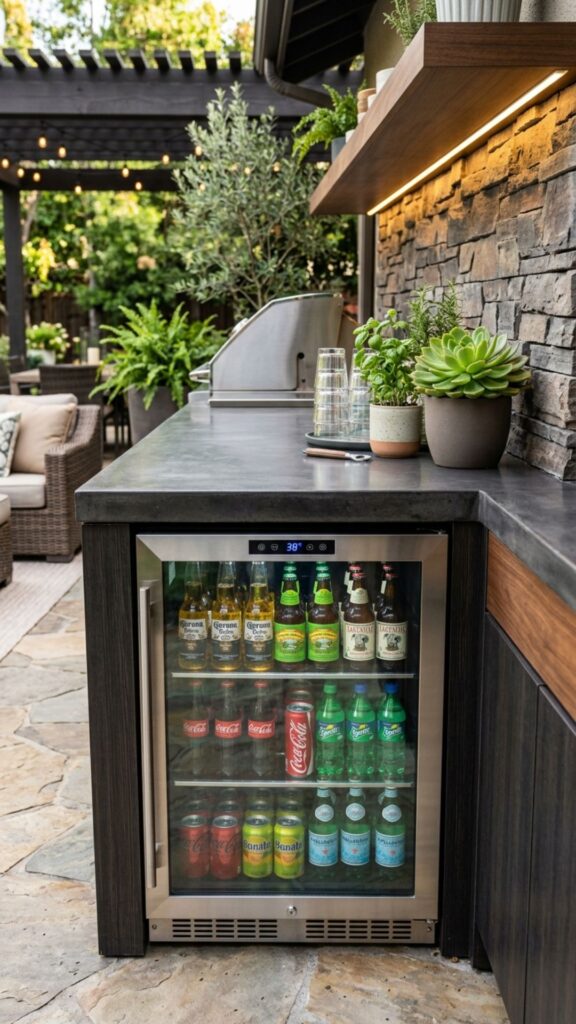 7. Add a Mini Fridge or Beverage Cooler