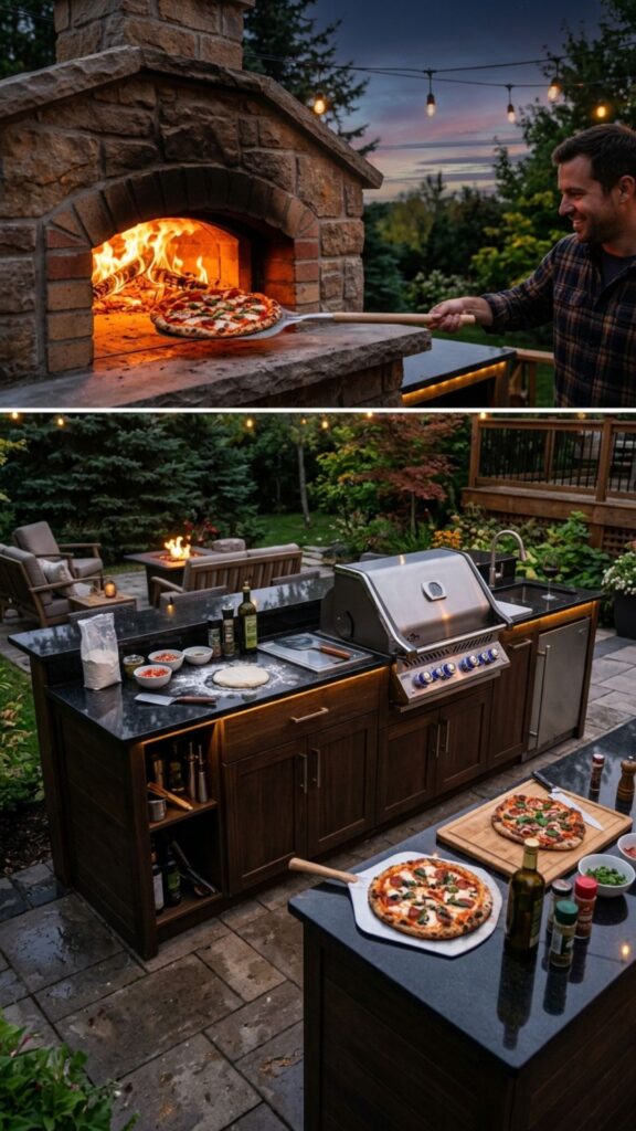 7. Add a Pizza Oven for Year-Round Fun