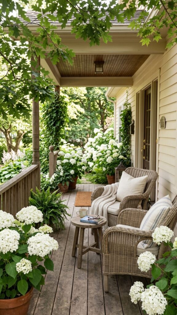 7. Brighten a Shady Porch with White Blooms