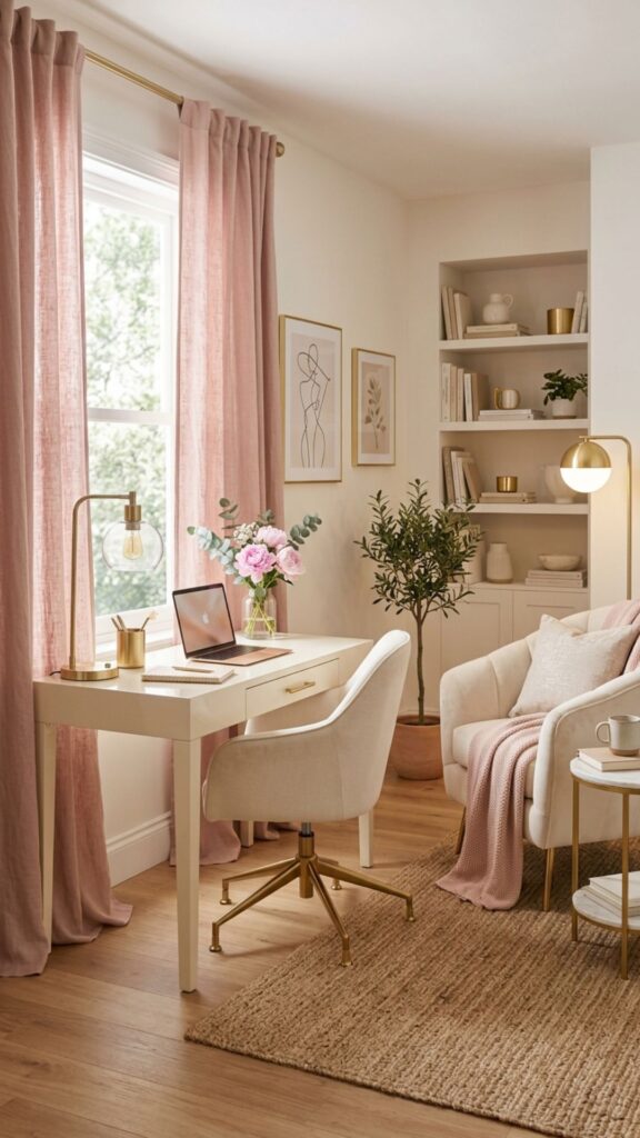 7. Bring Softness With Blush Pink Curtains