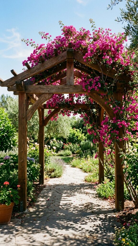 7. Build a Pergola with Climbing Vines