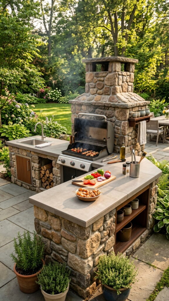7. Built-In Charcoal Grill Station