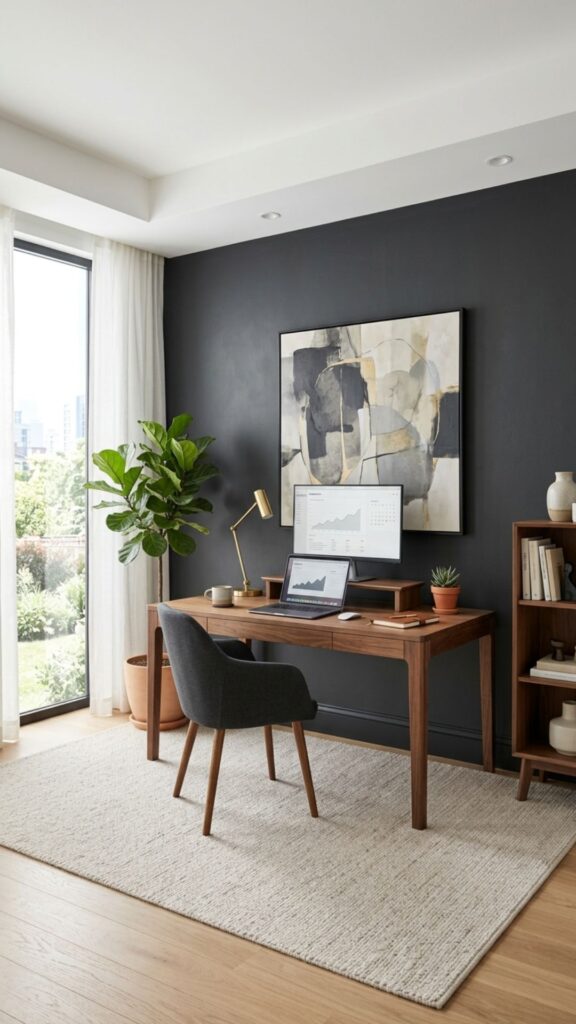 7. Charcoal Grey for a Sophisticated Workspace