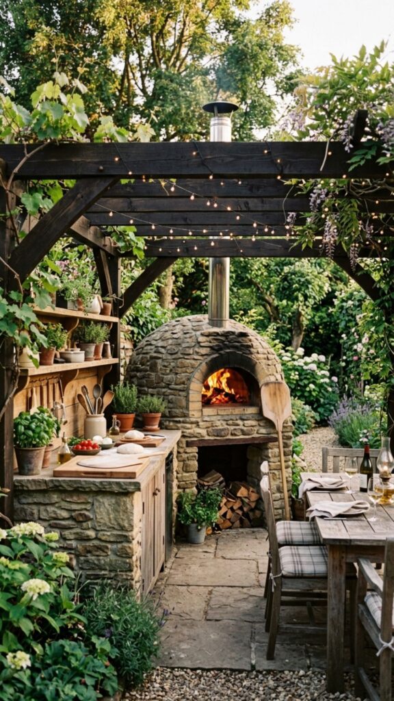 7. Create a Pergola Kitchen With a Pizza Oven