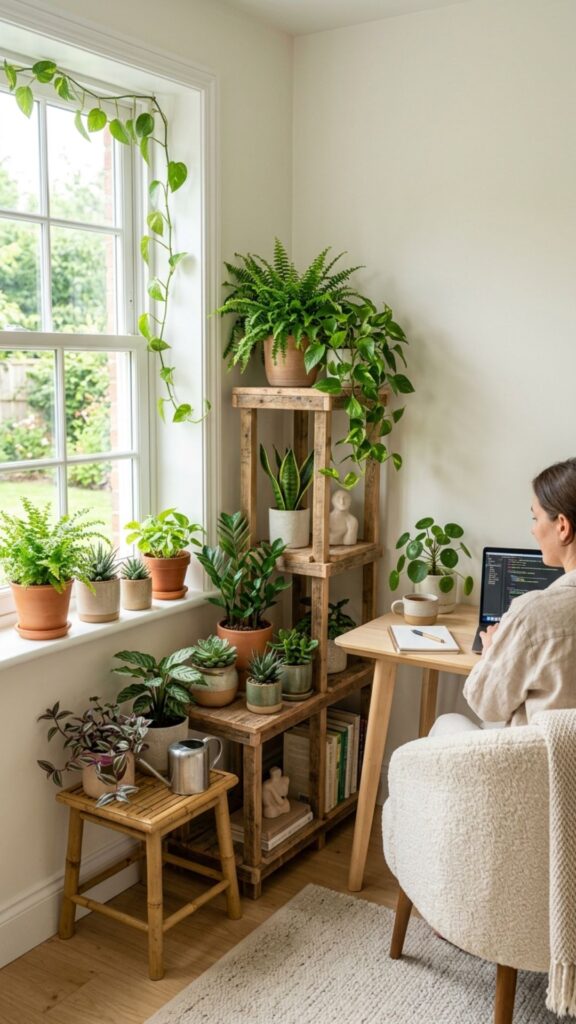 7. Design a DIY Office Plant Corner