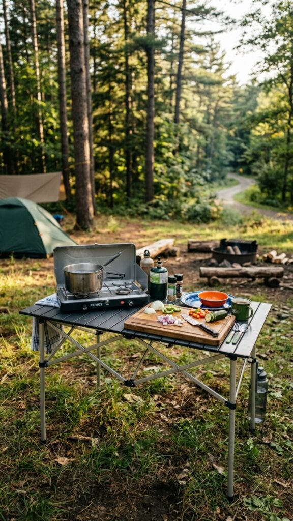 7. Fold-Flat Camp Table — Your Movable Base