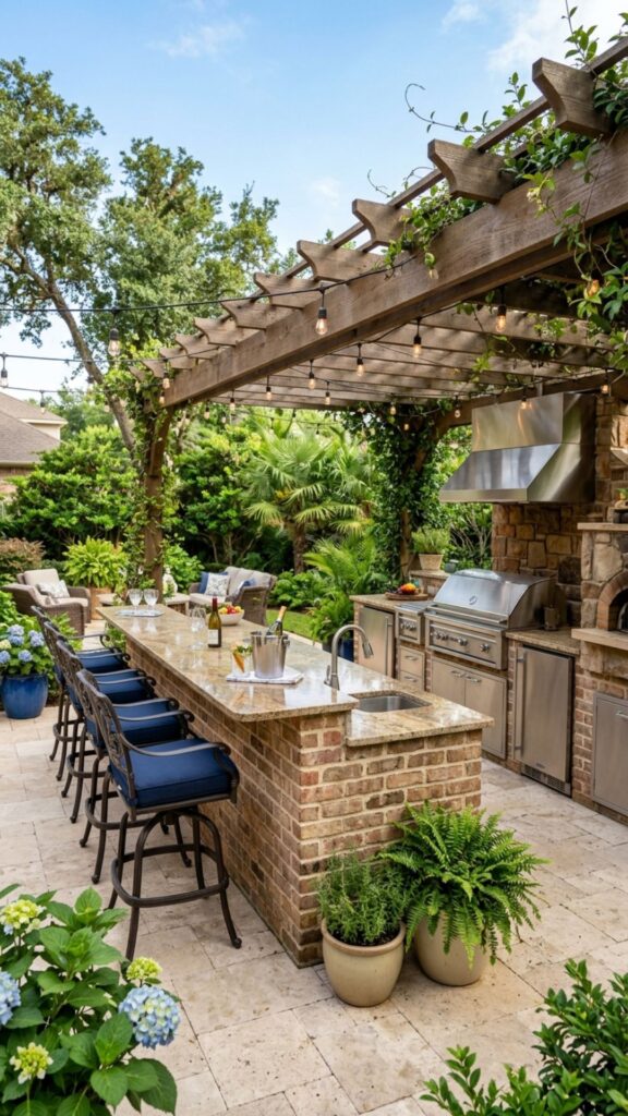 7. Full Outdoor Kitchen with Brick Bar Seating