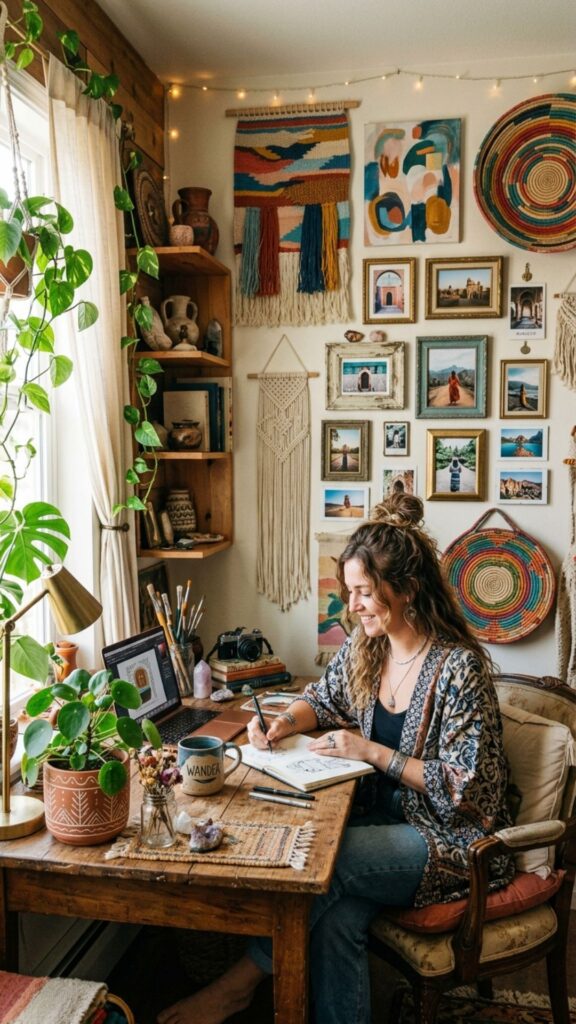 7. Include Boho Wall Art and Personal Touches
