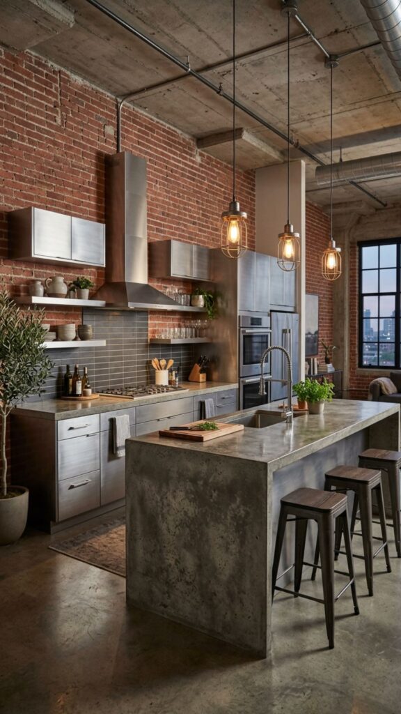 7. Industrial Style Aluminum Kitchen Cabinets