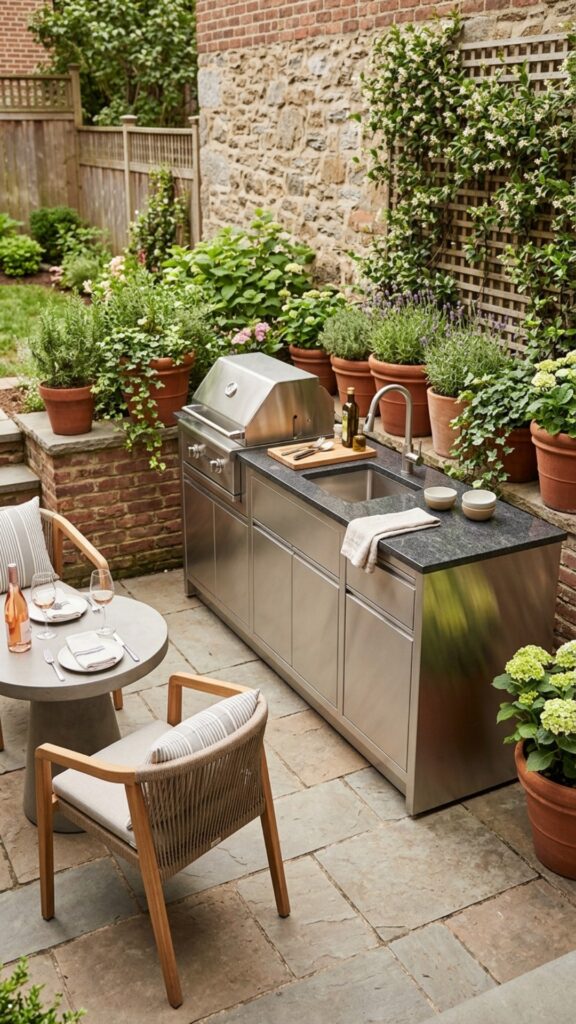 7. Install a Slim Outdoor Kitchen Island