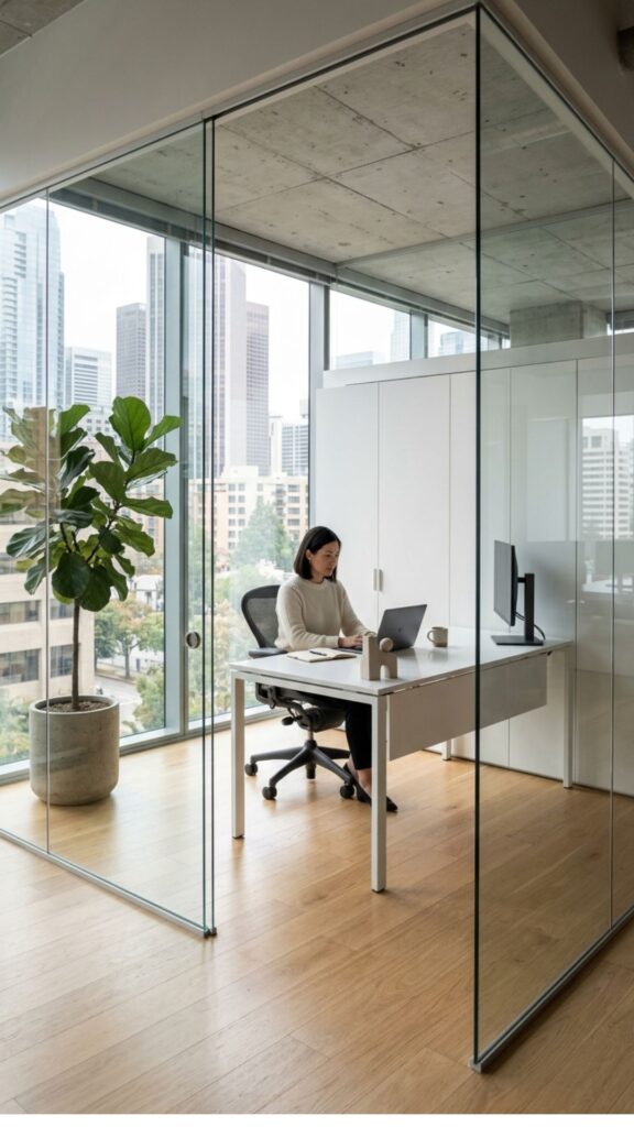 7. Minimalist Glass Office