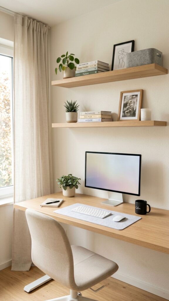 7. Put Floating Shelves Above the Desk
