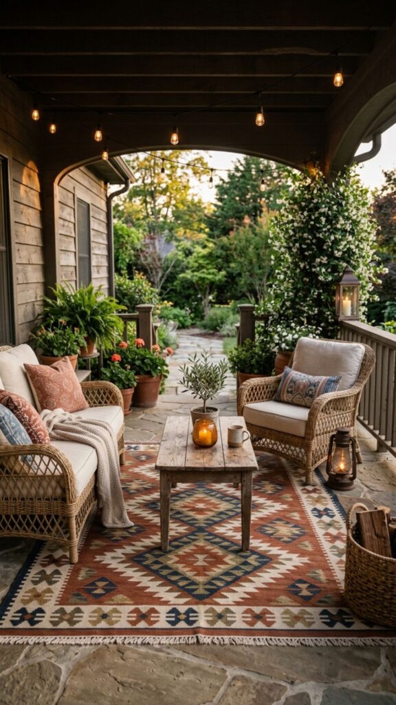 7. Roll Out an Outdoor Rug