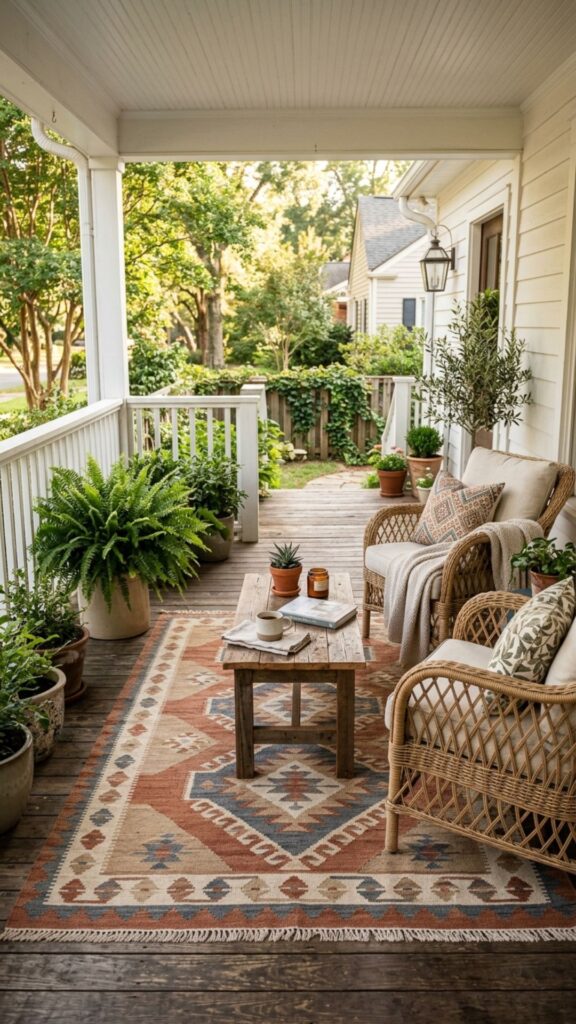 7. Roll Out an Outdoor Rug