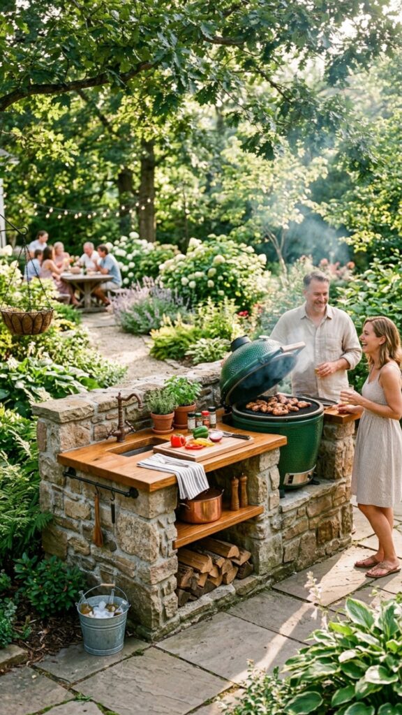 7. Rustic Stone Surround — Warm and Timeless