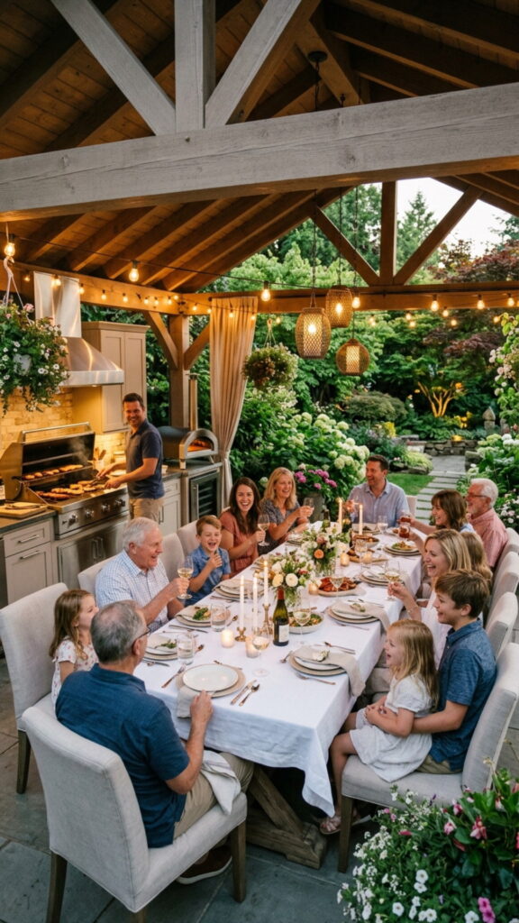 7. Set Up an Outdoor Dining Pavilion