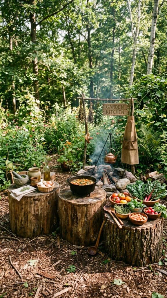 7. Tree Stump Cooking Corner