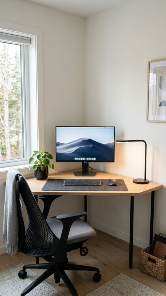 7. Try a Minimalist Corner Desk Setup