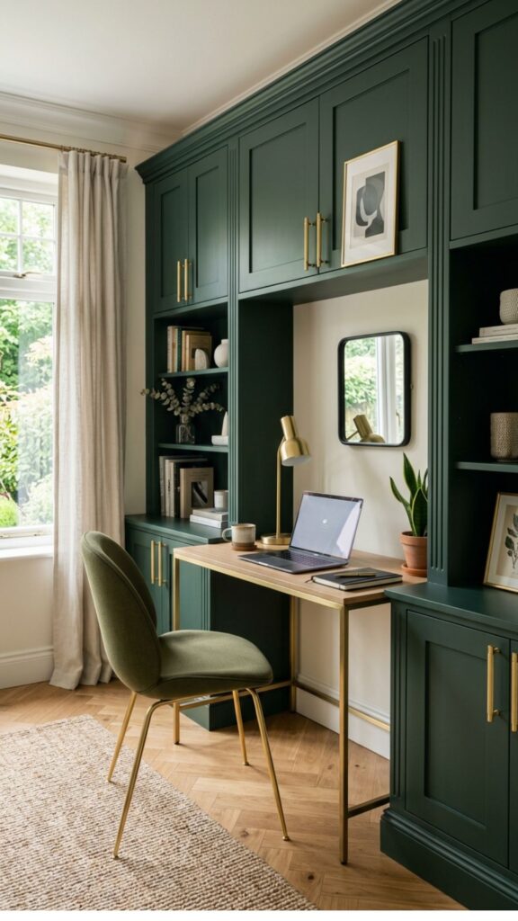 7. Use Hunter Green Cabinetry